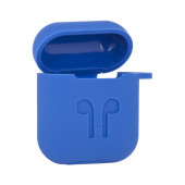 Силиконовый чехол для AirPods "LP" с карабином и ремешком, синий