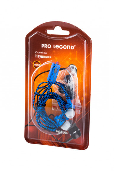 Наушники Pro Legend Metall PL5005 затычки, ткань, синие, 20-20kHz, 102#3dB, 32 Ом, шнур 1м, золотой, BL1
