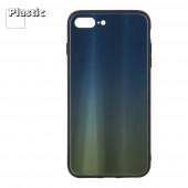 Защитная крышка "LP" для Apple iPhone 7 Plus, 8 Plus "Rainbow Glass Case", зеленый градиент (коробка)