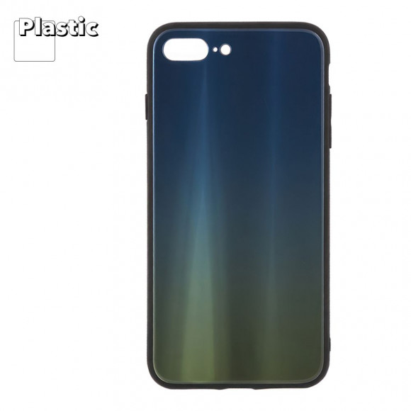 Защитная крышка "LP" для Apple iPhone 7 Plus, 8 Plus "Rainbow Glass Case", зеленый градиент (коробка)
