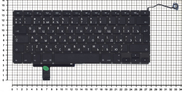 Клавиатура для ноутбука Apple MacBook A1297, черная, большой Enter