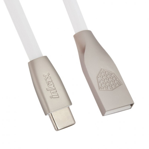 USB кабель inkax CK-19 Twisted Crafts для USB Type-C плоский пластиковые разьемы, белый