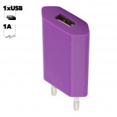 Сетевое зарядное устройство "LP" с USB выходом 1А (сиреневый, европакет) Сетевое зарядное устройство "LP" с USB выходом 1А (сиреневый, европакет)