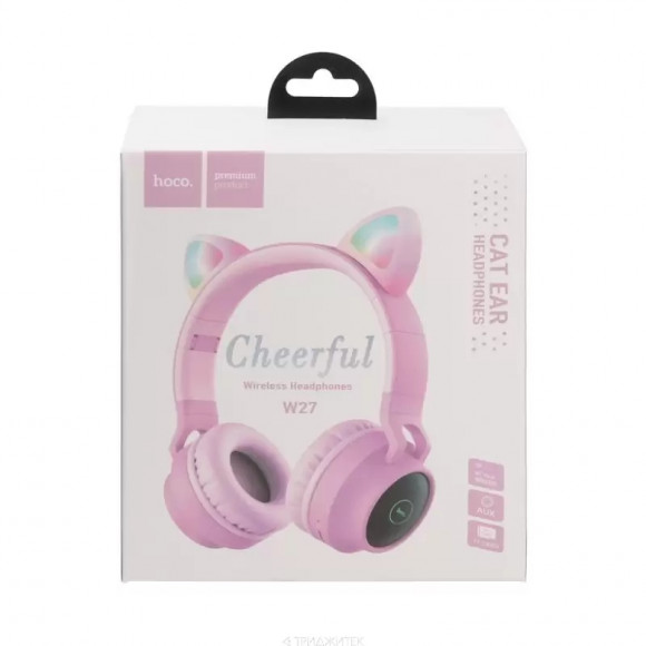 Bluetooth гарнитура Hoco W27 Cat Ear Wireless Headphones накладная серео с "ушками", розовая Bluetooth гарнитура Hoco W27 Cat Ear Wireless Headphones накладная серео с "ушками", розовая