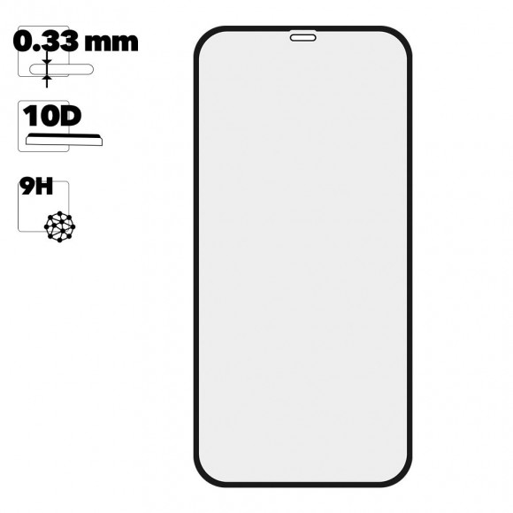 Защитное стекло 10D для Apple iPhone 12 Pro Max T. G., черное 0.33 мм (ударопрочное)