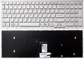 Клавиатура для ноутбука ноутбука Sony Vaio VPC-EB, белая с белой рамкой Клавиатура для ноутбука ноутбука Sony Vaio VPC-EB, белая с белой рамкой