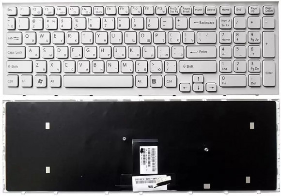 Клавиатура для ноутбука ноутбука Sony Vaio VPC-EB, белая с белой рамкой