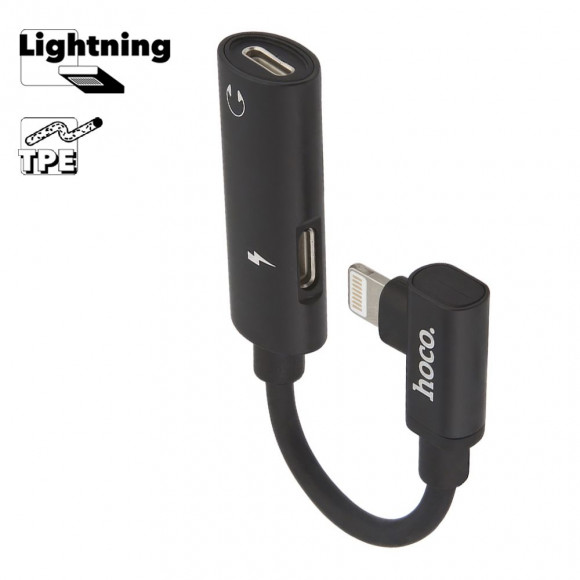 Аудио-переходник Hoco LS18 Dual Lightning Digital Audio Converter For для Apple, черный