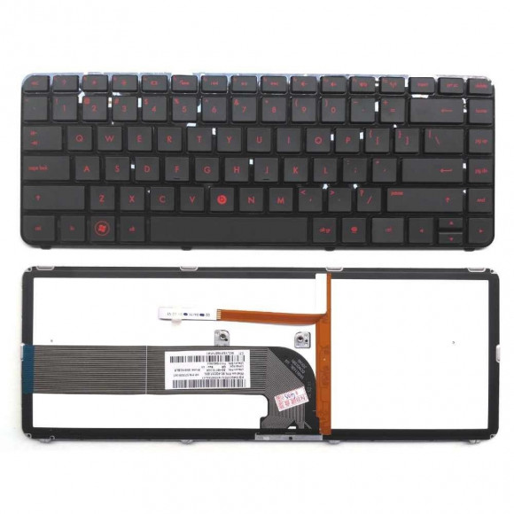 Клавиатура для ноутбука HP Pavilion dm4-3000, dv4-3000 черная, кнопки красные, с подсветкой
