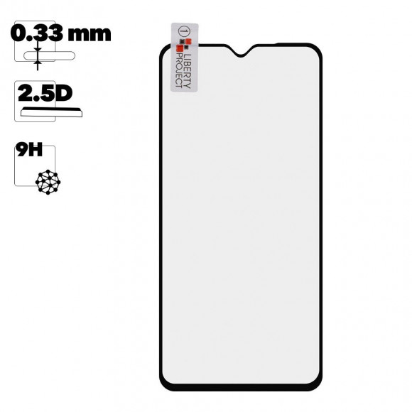 Защитное стекло "LP" для Vivo Y93 Lite Thin Frame Full Glue Glass с рамкой 0, 33 мм 2, 5D 9H (черное)