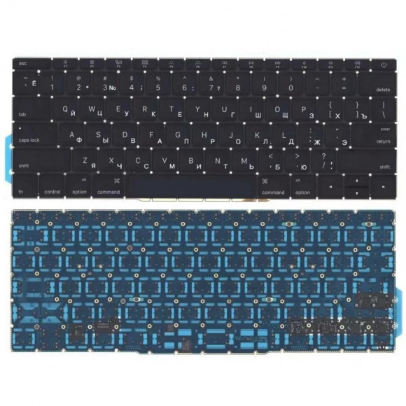 Клавиатура для ноутбука Apple MacBook A1708, Late 2016 - Mid 2017, черная, плоский Enter