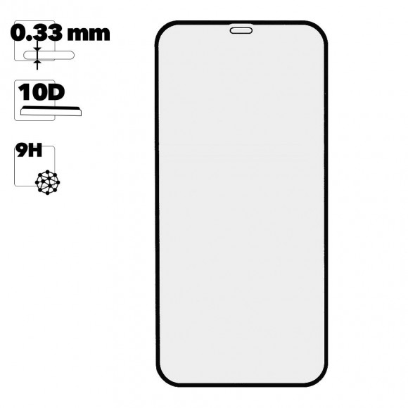 Защитное стекло 10D для Apple iPhone 12 T. G., черное 0.33 мм (ударопрочное)