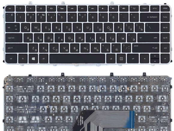Клавиатура для ноутбука HP Envy 6-1000 черная с серебристой рамкой