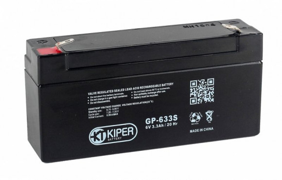 Аккумуляторная батарея Kiper GP-633 S F1, 6В, 3.3Ач