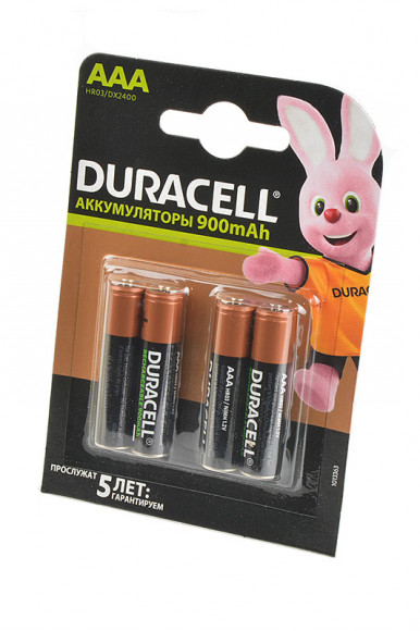 Аккумулятор Duracell HR03 AAA 900мАч BL4, 1 штука
