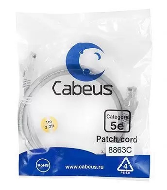 Патч-корд U/UTP Cabeus PC-UTP-RJ45-Cat.5e-1m-LSZH