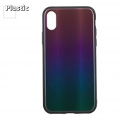 Защитная крышка "LP" для Apple iPhone X "Rainbow Glass Case", зеленый градиент (коробка)