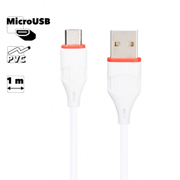 USB кабель Borofone BX17 Enjoy Charging Data Cable For Micro, белый