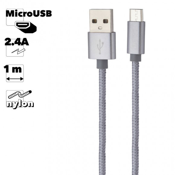 USB кабель Hoco X2 Knitted Charging Cable Micro, 1 метр, серый