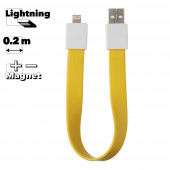 USB Дата-кабель на большом магните плоский для Apple 8-pin (желтый, европакет)