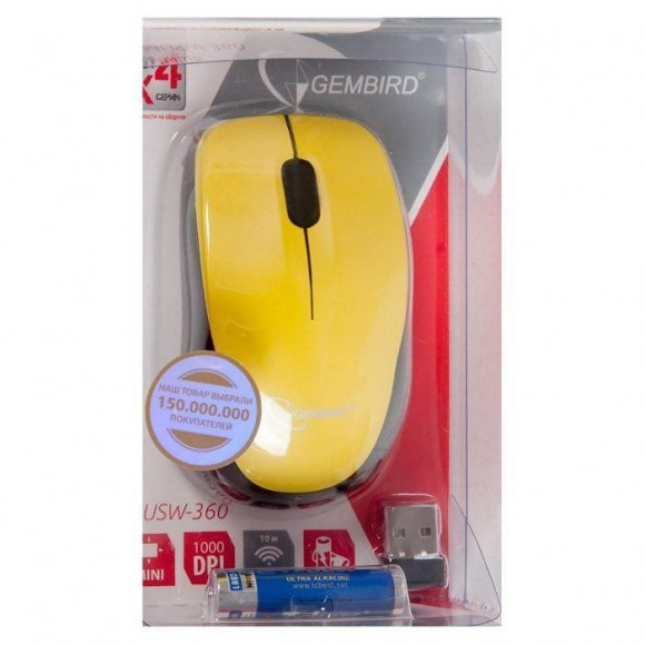 Мышь беспроводная Gembird MUSW-360-LM, 2.4ГГц