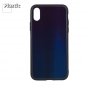 Защитная крышка "LP" для Apple iPhone X "Rainbow Glass Case", синий градиент (коробка)