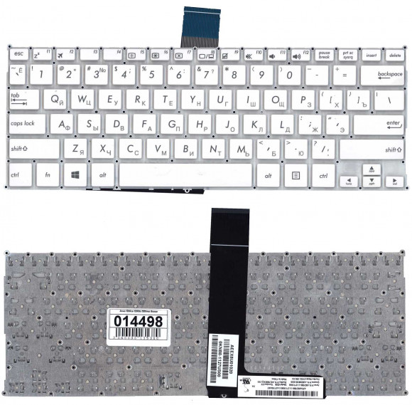 Клавиатура для ноутбука Asus F200CA, F200LA, F200MA, X200 белая, без рамки, плоский Enter