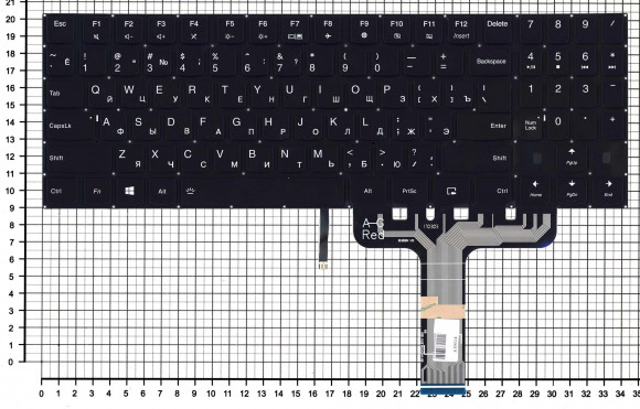 Клавиатура для ноутбука Lenovo Legion Y730-17ICH, черная с белой подсветкой