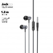 Гарнитура HOCO M108 Spring 3.5мм, металл, внутриканальная, 1.2м (черный)
