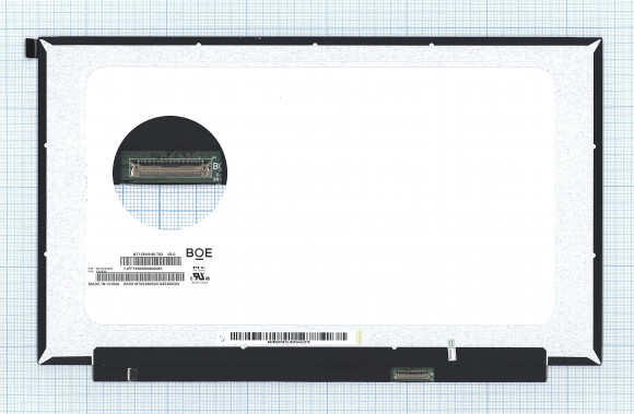 Матрица NT156WHM-T02, 15.6", TN, 1366x768 (HD), 60 Гц, 40 pin, LED, Slim (тонкая), разъём справа, без креплений, матовая