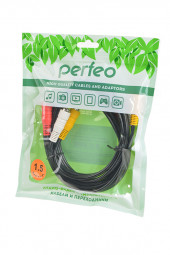 Кабель PERFEO R3103 3xRCA вилка - 3xRCA вилка, длина 1, 5 м. Кабель PERFEO R3103 3xRCA вилка - 3xRCA вилка, длина 1, 5 м.