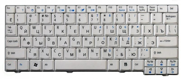 Клавиатура для ноутбука Acer Aspire One A110, A150, D150, D250, ZG5, ZG8, белая Клавиатура для ноутбука Acer Aspire One A110, A150, D150, D250, ZG5, ZG8, белая