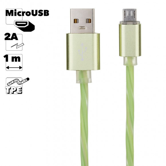 USB кабель "LP" MicroUSB Косичка, 1 метр (зеленый, европакет)