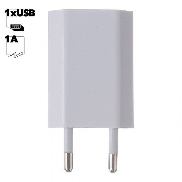 Сетевое зарядное устройство "LP" с USB выходом 1А (белый, европакет)