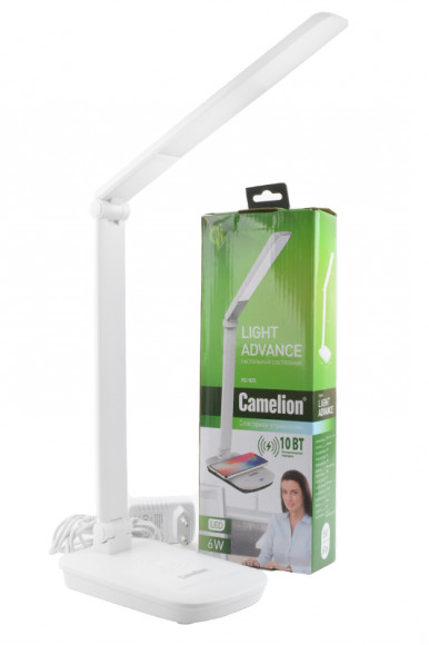 Светильник Camelion KD-825 C01 6Вт, 4500K, 5 уровней яркости, беспроводная зарядка 10В, белый BL1