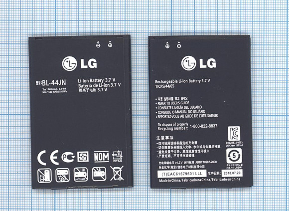 Аккумулятор (батарея) BL44-JN для телефона LG Optimus Black, P970, 1500мАч, 3.7В