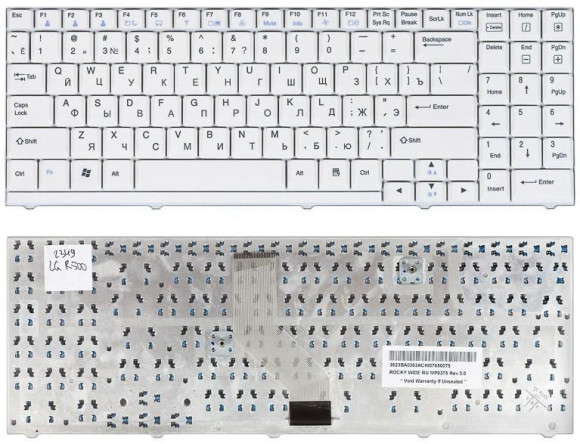 Клавиатура для ноутбука LG R500, S510, P1, S1, U4, белая Клавиатура для ноутбука LG R500, S510, P1, S1, U4, белая