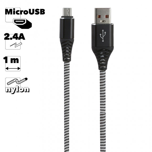 USB кабель "LP" MicroUSB Носки (черный, блистер)