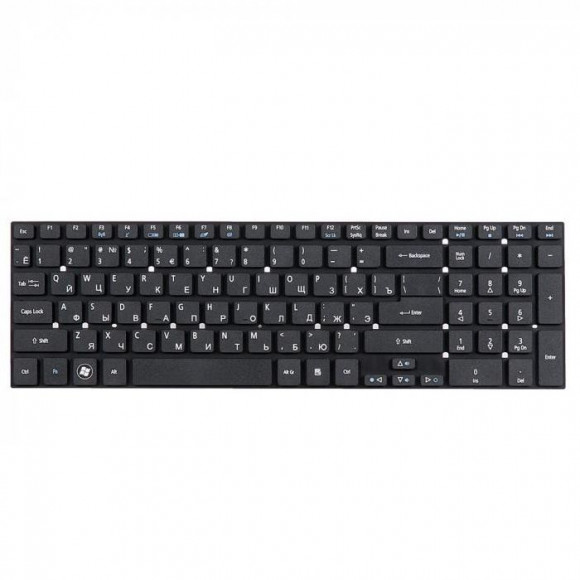 Клавиатура для ноутбука Acer Aspire 5755, 5830, 5830TG, E1-510, E1-522, E1-530, E1-530G, черная без рамки, гор. Enter