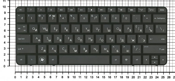 Клавиатура для ноутбука HP Mini 210-1000, черная с рамкой