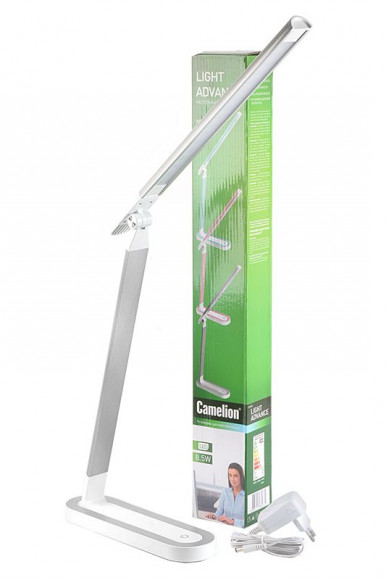 Светильник Camelion KD-845 C03 8, 5Вт, 3000К-4500К-6000К, сенсорное выключение, 3 уровня яркости, серебр+белый
