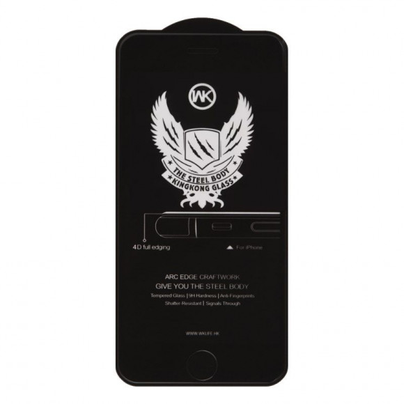 Защитное стекло для Apple iPhone 6, 6s WK Kingkong Series 4D Full Cover Curved Edge Tempered Glass, черное