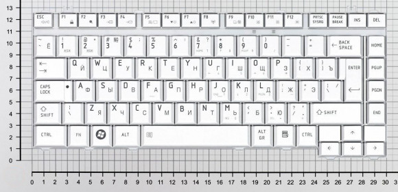 Клавиатура для ноутбука ноутбука Toshiba Satellite A200, A210, A300, M300, L300, M500, M505, серебристая