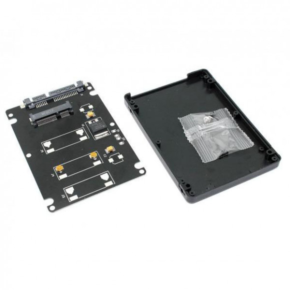 Бокс для SSD диска MSATA с выходом SATA пластиковый, черный
