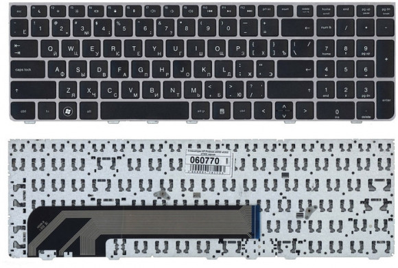 Клавиатура ноутбука HP ProBook 4535S, черная с серебристой рамкой
