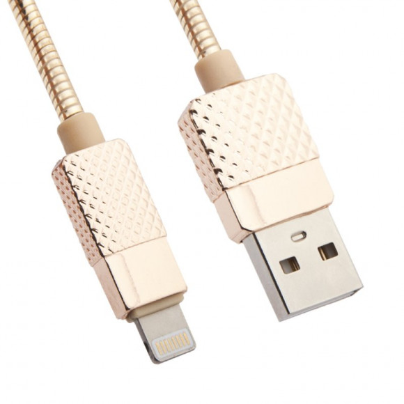 USB кабель "LP" для Apple 8-pin металлический Гламурный Ананас (золотой, коробка)