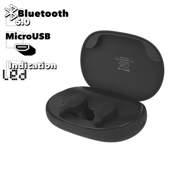 TWS Bluetooth гарнитура вставная стерео Remax TWS-3, черная