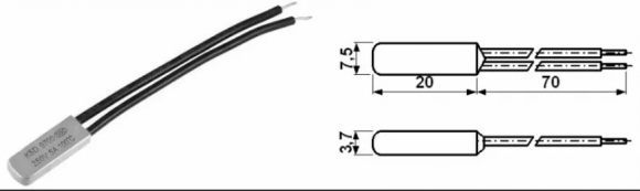 Термостат биметаллический KSD9700 5А/20 С нормально разомкнутый Термостат биметаллический KSD9700 5А/20 С нормально разомкнутый