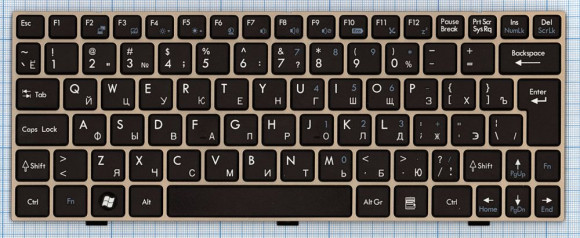 Клавиатура для ноутбука MSI U160 L1350 U135, черная рамка бронзовая