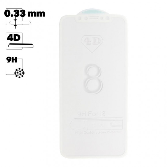 Защитное стекло "LP" для Apple iPhone X 4D, гибридное стекло, акриловая рамка, белое